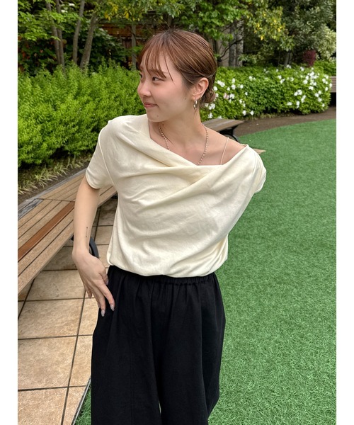 tシャツ タックデザインオフショルTee レディース Ungrid tシャツ タックデザインオフショルTee レディース