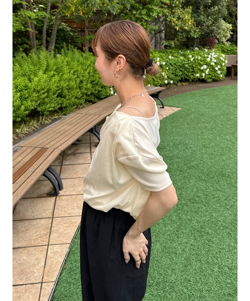 tシャツ タックデザインオフショルTee レディース Ungrid tシャツ タックデザインオフショルTee レディース
