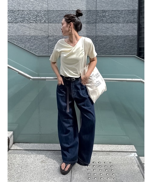 tシャツ タックデザインオフショルTee レディース Ungrid tシャツ タックデザインオフショルTee レディース