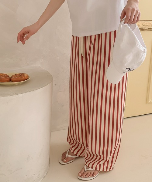 パンツ ストライプ ワイドパンツ レディース : ZOZOTOWN Yahoo