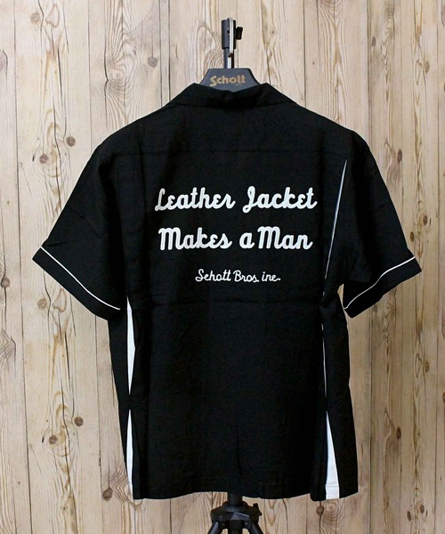 Schott N.Y.C シャツ BOWLING SS-SHIRT LEATHER JAKCKET MAKES A