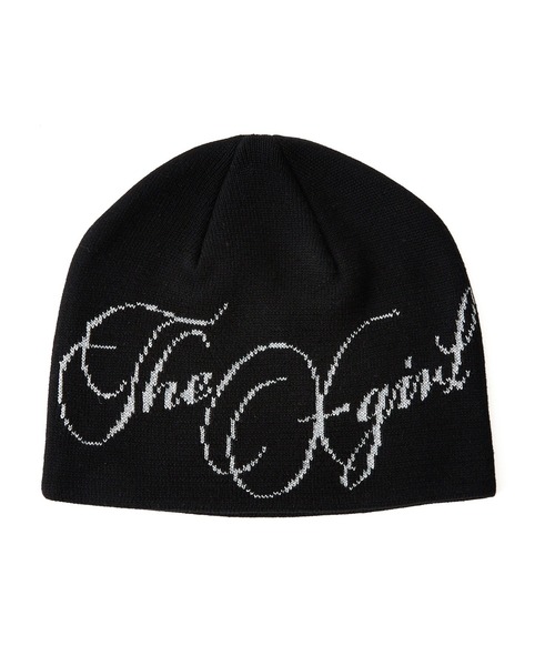 黒 ニットビーニー ロゴ付き X-girl ニット帽 ニットキャップ PATCHED LOGO BEANIE