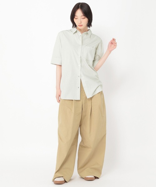 ブラウス シャツ 「daily CLIP」チェックストレートショートスリーブシャツ レディース daily CLIP】チェックストレートショートスリーブシャツ（シャツ