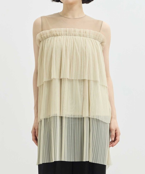 tシャツ 「ZOZOTOWN限定」「Louren/ローレン」tulle pleats tiered tops/チュールプリーツトップス レディース