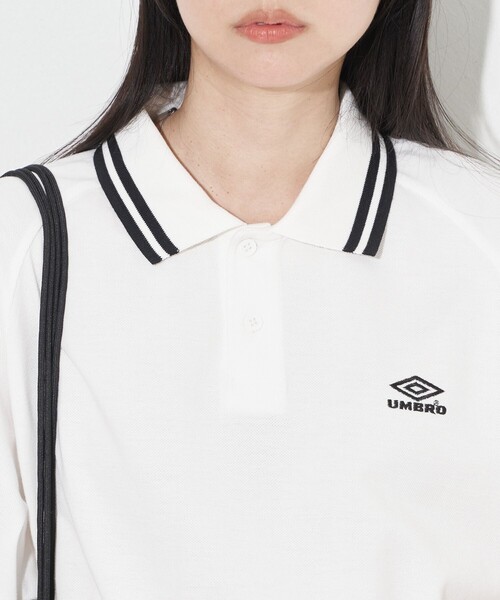 「FREAK'S STORE」 「UMBRO」半袖ポロシャツ フリ- ホワイト レディース