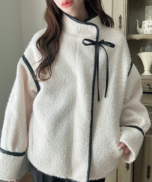 「Meiru」 ブルゾン LARGE チャコール レディース_画像2