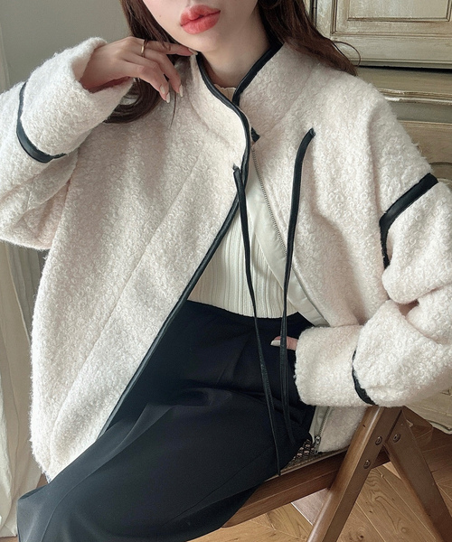 「Meiru」 ブルゾン LARGE チャコール レディース_画像3