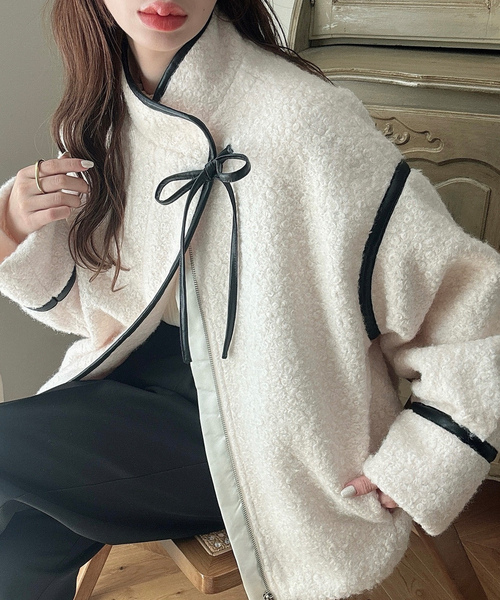 「Meiru」 ブルゾン LARGE チャコール レディース_画像6