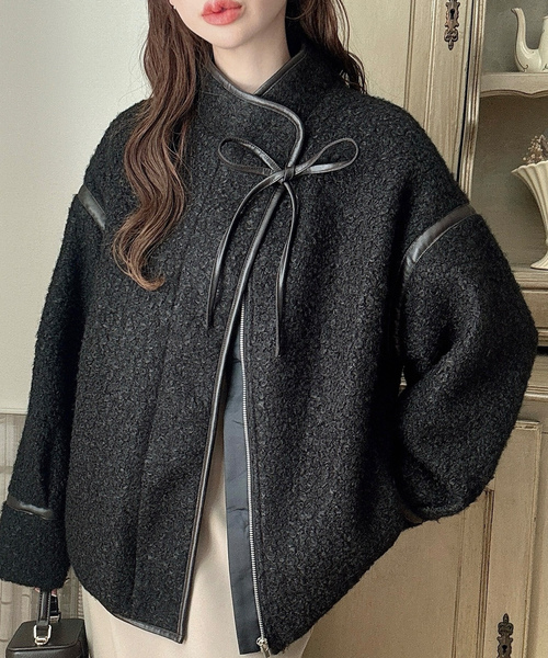 「Meiru」 ブルゾン LARGE チャコール レディース_画像7