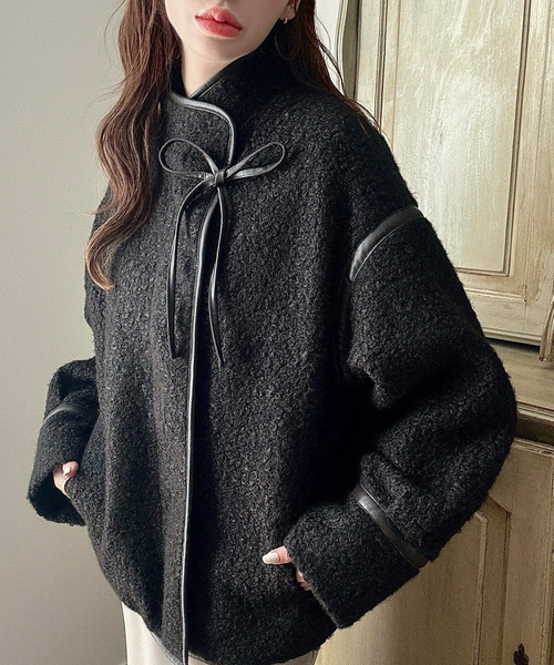 「Meiru」 ブルゾン LARGE チャコール レディース_画像8