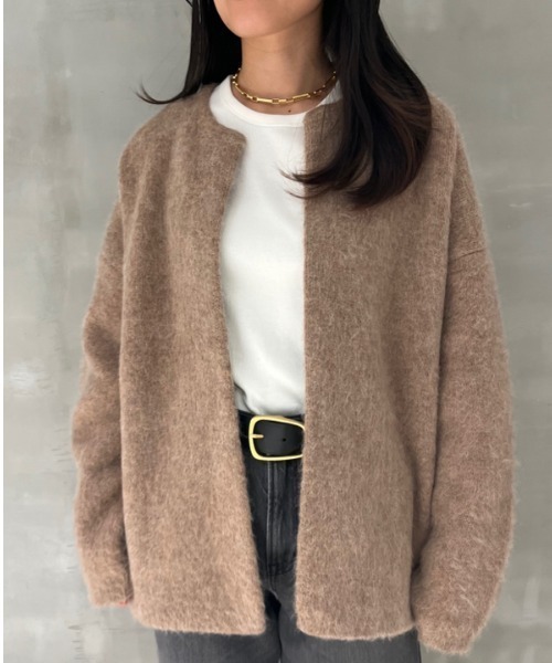 極美品 ウィムガゼット グリーン Vネック カーディガン ヤク 2way仕様