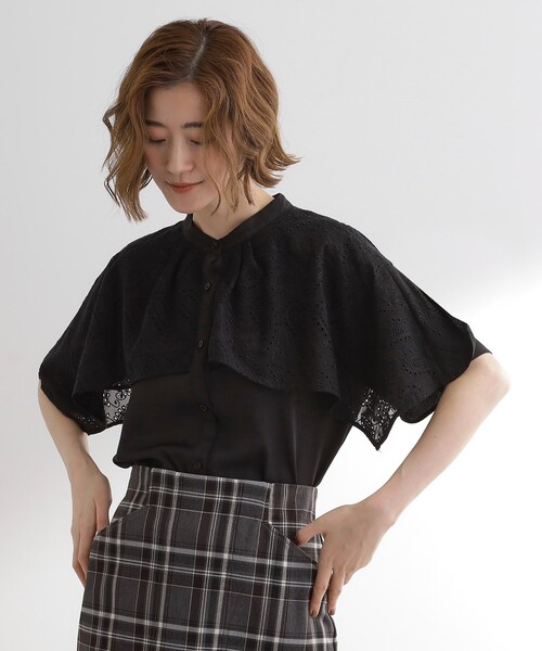 ブラウス シャツ ペイズリー刺繍ケープブラウス レディース grove ブラウス シャツ ペイズリー刺繍ケープブラウス