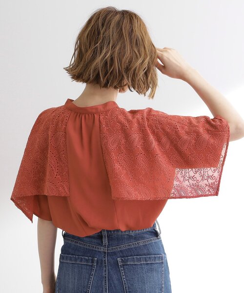 ブラウス シャツ ペイズリー刺繍ケープブラウス レディース grove ブラウス シャツ ペイズリー刺繍ケープブラウス