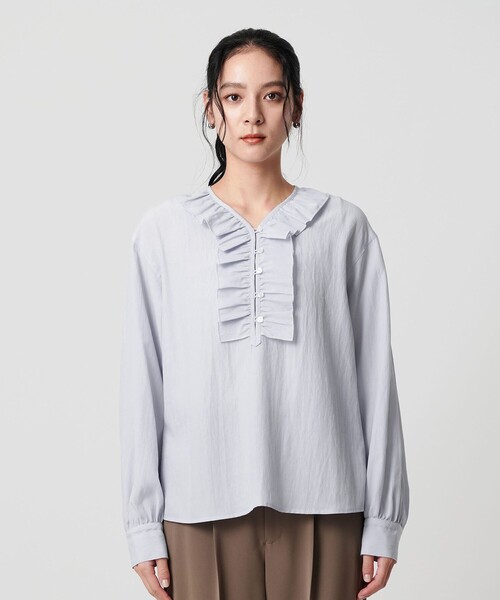 CHANEL フリルブラウス　新品未使用 2022-2023年 CHANEL シャネル ブラウス シルクサテン ライン