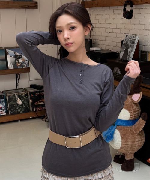 ヘンリーネック tシャツ 「Vini」ヘンリーネック ソフトロングスリーブ