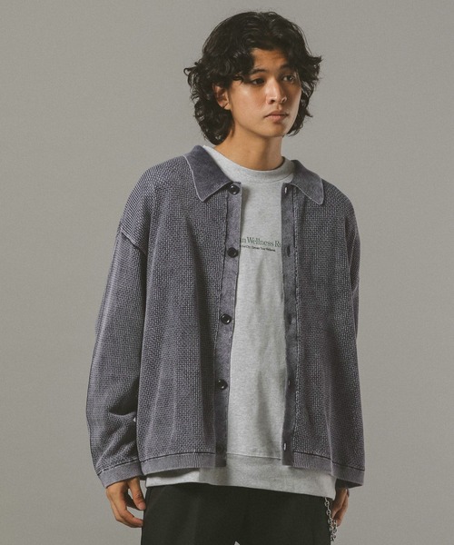 RAGEBLUE（レイジブルー） カーディガン ピグメント透かしシャツ