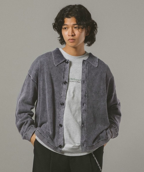 RINEN✖️ill シャツカーディガン RAGEBLUE（レイジブルー） カーディガン ピグメント透かしシャツ