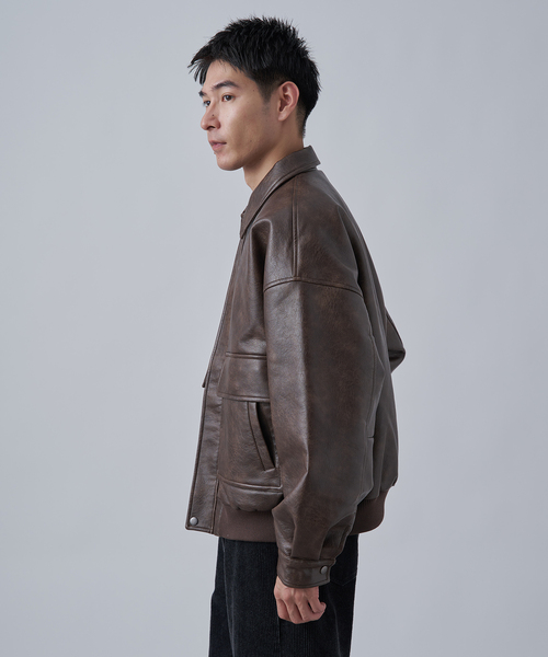 B.C STOCK（ベーセーストック） ブルゾン アウター フェイクレザー A-2