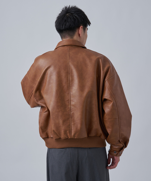 B.C STOCK ブルゾン アウター フェイクレザー A-2 メンズ : ZOZOTOWN