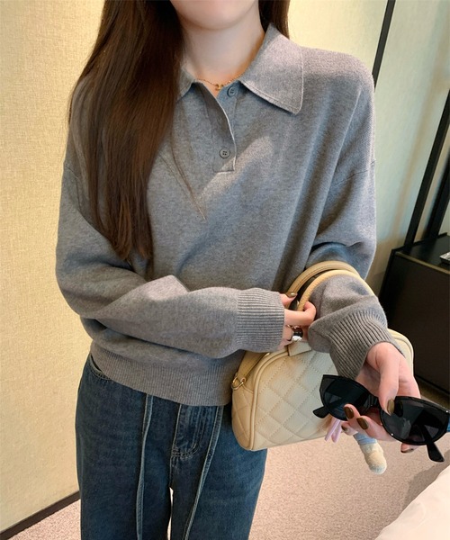 ニット セーター ポロカラー長袖ニット レディース : ZOZOTOWN Yahoo