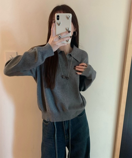 ニット セーター ポロカラー長袖ニット レディース : ZOZOTOWN Yahoo