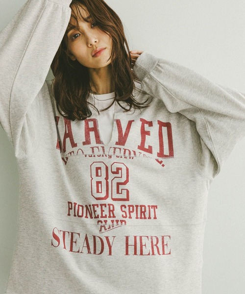 GLOBAL WORK（グローバルワーク） tシャツ リメイク風プリント