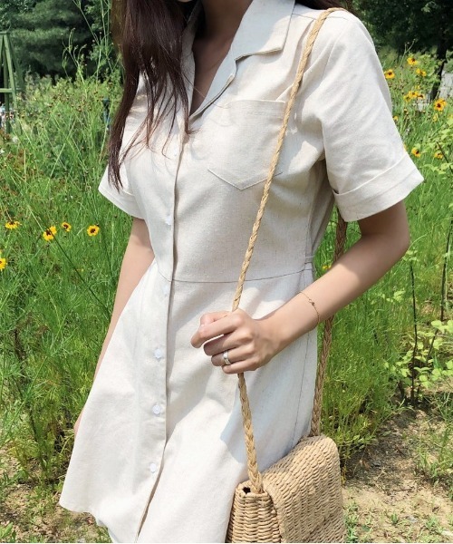 「SONA」 シャツワンピース FREE ライトベージュ レディース_画像2