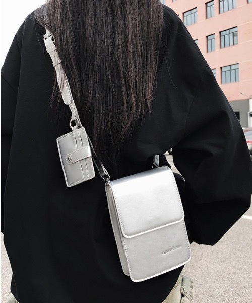 ショルダーバッグ 「2点セット」パスケース付きミニショルダーバッグ