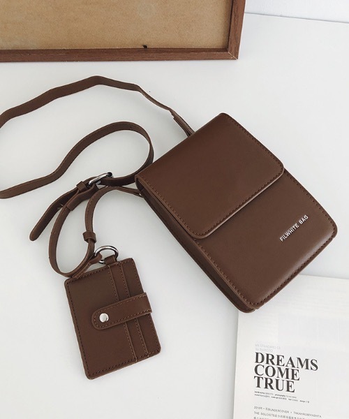 ショルダーバッグ 「2点セット」パスケース付きミニショルダーバッグ