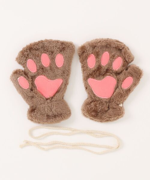 VIBGYOR 手袋 「IZU」 もこもこ肉球ミトン手袋／アニマルファー