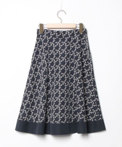 「M-premier BLACK」 花柄フレアスカート 34 ネイビー レディース_画像2