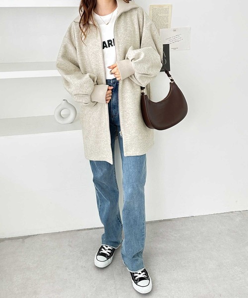 「GeeRA」 コート MEDIUM チャコール レディース_画像4