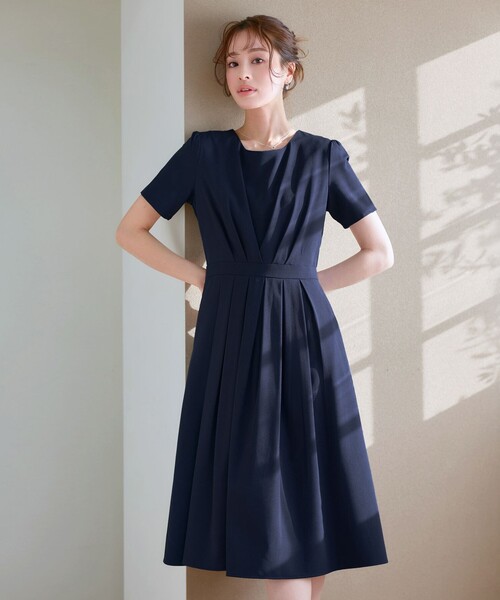 「Tiaclasse」 半袖ワンピース 11号 ネイビー レディース_画像6