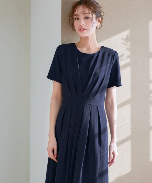 「Tiaclasse」 半袖ワンピース 11号 ネイビー レディース_画像8