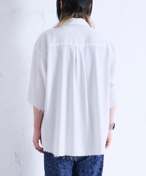 「Ellno Loset」 半袖シャツ MEDIUM ブルーグレー メンズ_画像2
