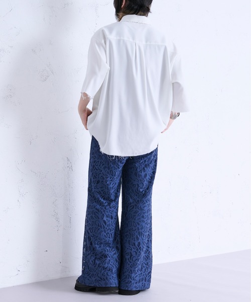 「Ellno Loset」 半袖シャツ MEDIUM ブルーグレー メンズ_画像6