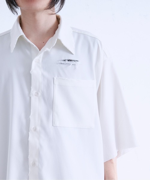 「Ellno Loset」 半袖シャツ MEDIUM ブルーグレー メンズ_画像7