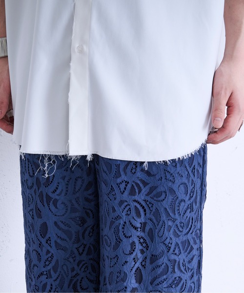 「Ellno Loset」 半袖シャツ MEDIUM ブルーグレー メンズ_画像8