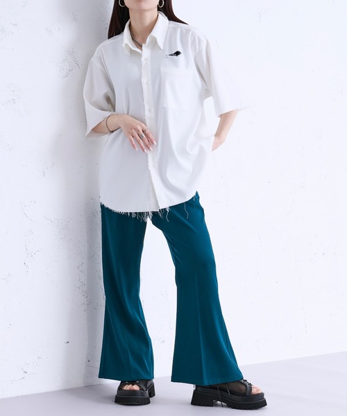 「Ellno Loset」 半袖シャツ MEDIUM ブルーグレー メンズ_画像9