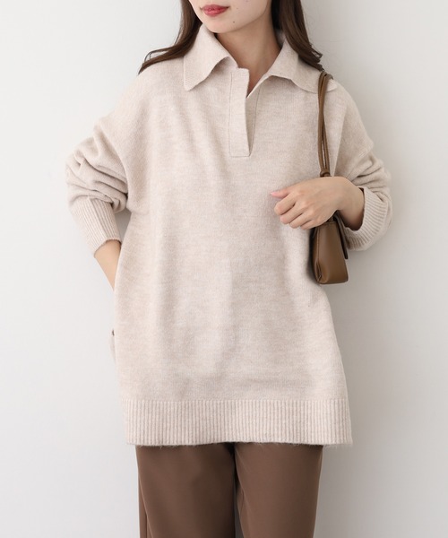 FUNALIVE（ファンアライブ） ニット セーター サイドスリット襟付き