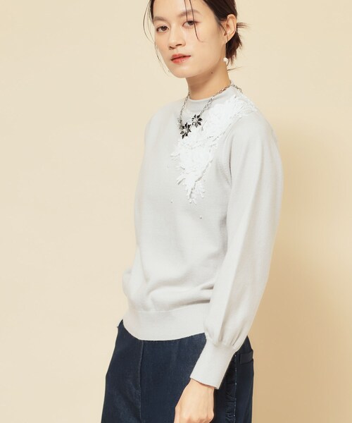 SunaUna（スーナウーナ） ニット セーター 「洗える」ケミカルレース