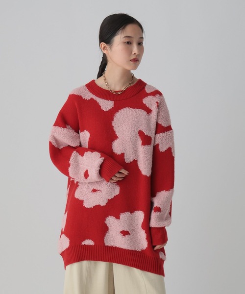 LEPSIM（レプシィム） ニット セーター 6ゲージループジャガード花柄