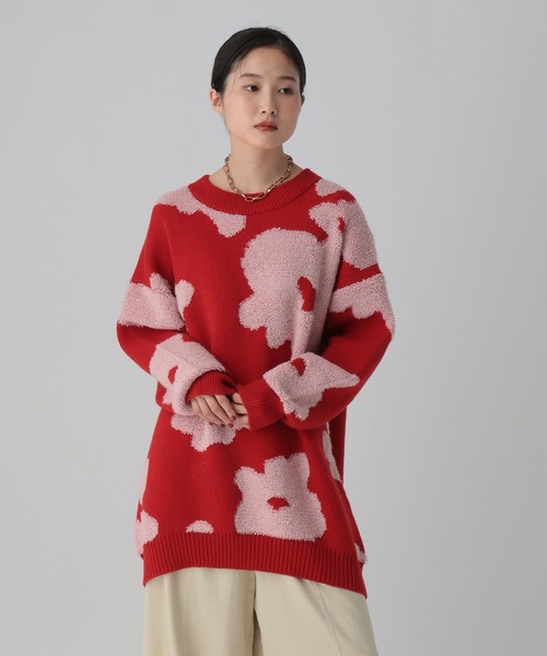 LEPSIM（レプシィム） ニット セーター 6ゲージループジャガード花柄