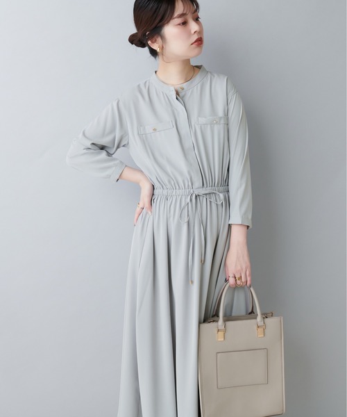 空　　ワンピース ウールライクティアードワンピース(グレー) - seventen