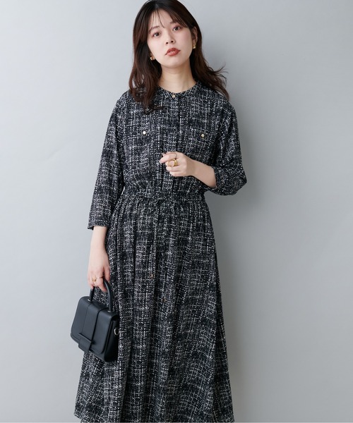 空　　ワンピース ウールライクティアードワンピース(グレー) - seventen