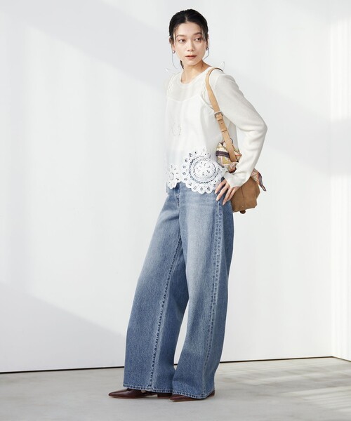ワイドパンツ ジーンズ デニム デニムパンツ 「別注」「Levi's(R)」CINCH BAGGY ジーンズ デニム パンツ レディースの画像
