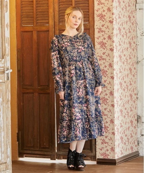 axes femme（アクシーズ ファム） 長袖ワンピース FREE ネイビー