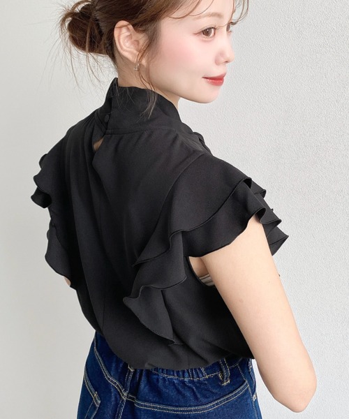 グッチ シルク フリル ラッフル シフォン ボリューム シャツ ブラウス 48 moment+ ブラウス シャツ 厚手シフォンラッフルフリルボウタイブラウス