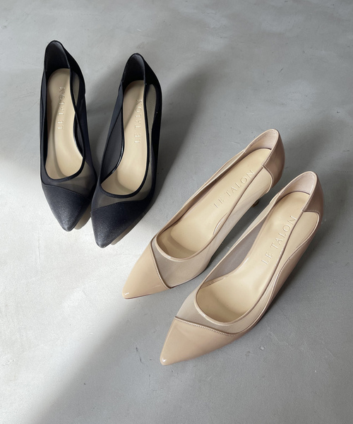 新品LETALON シルバーフラットパンプス　24.5センチ ル タロン LE TALON 《追加》スクエアVカットフラット （シルバー