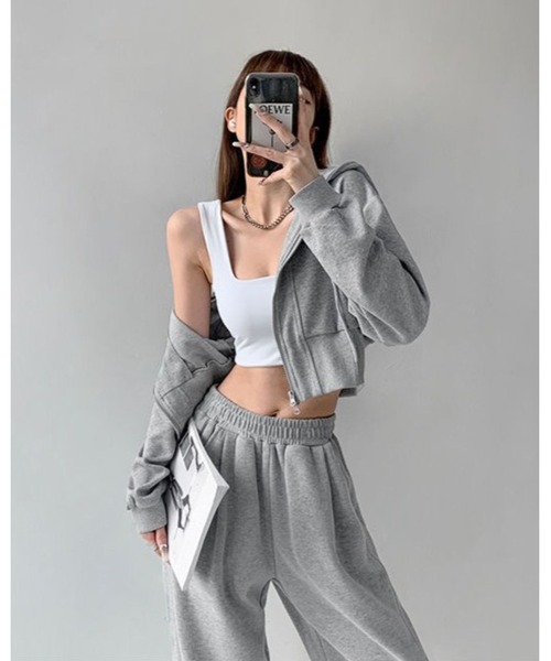 inst.ALL パーカー 春ヘビロテ大活躍！ クロップド丈ダブルジップ